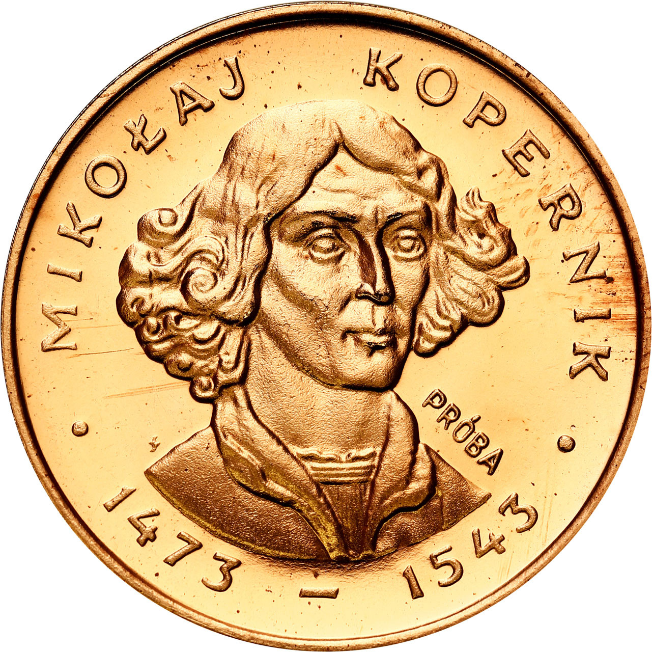 PRL. PRÓBA miedź 100 złotych 1973 Kopernik, stempel lustrzany – RZADKOŚĆ c. a.